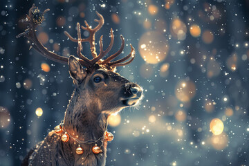 Santa's reindeer - obrazy, fototapety, plakaty