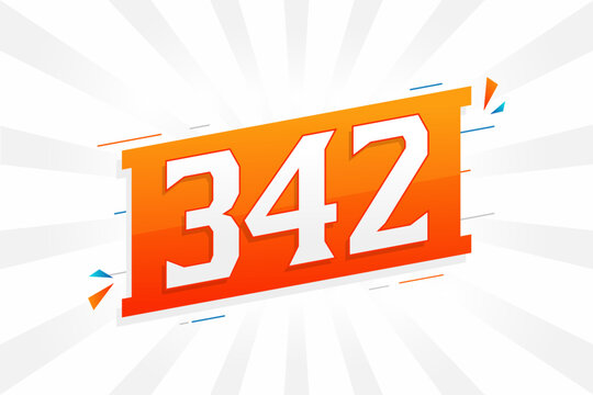 342 number vector font alphabet. Number 342 with decorative element stock vector