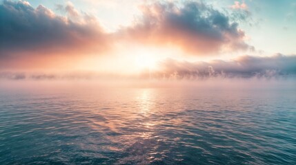 Obraz premium Beautiful sunrise over the sea. Panoramic view of the sea.