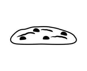 Black Line Cookie with Chocolate Chips Biscuit Food Bakery Icon Vector Illustration