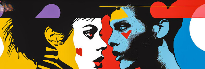 Vibrant retro pop art woman portrait