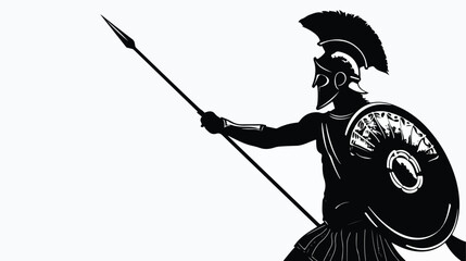 Isolated vector illustration. Young ancient Greek war