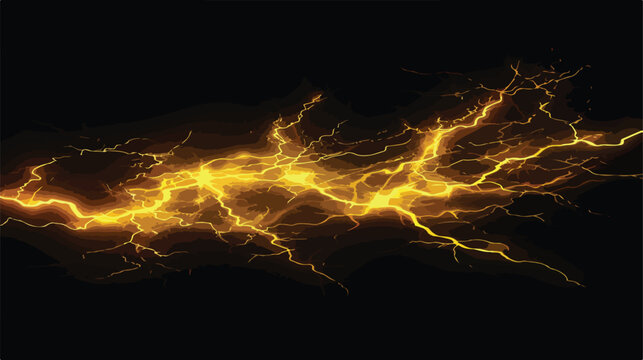 Isolated yellow electrical lightning strike 