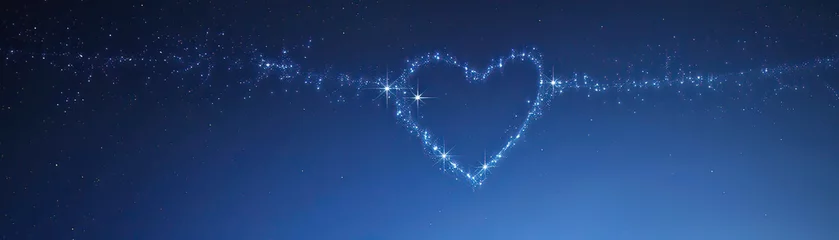 Fotobehang Heart-shaped constellation stars in the night sky, 3D render, celestial romance © Khritthithat