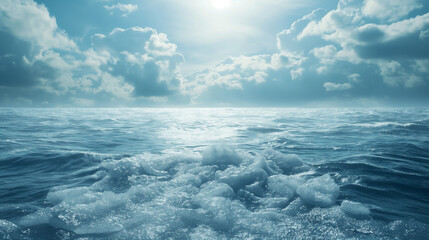 view of crystal hail on sea ocean - obrazy, fototapety, plakaty