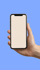 a smart phone holding in a hand with transperent background,