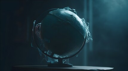 Ethereal Futuristic Globe Representing Renewable Power and Energy in Dark Surreal Atmosphere
