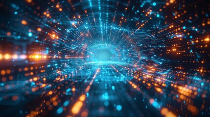 Obraz premium Data Center Server room. Futuristic network technology background