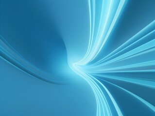 Fototapeta premium Abstract Neon Blue Tunnel Space Warp Surreal Dreamlike Flight Fractal Digital Art Background