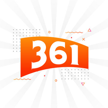 361 number vector font alphabet. Number 361 with decorative element stock vector