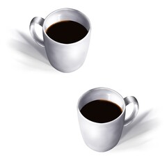 白い背景のシンプルなカップのコーヒーのリアルなイラスト
