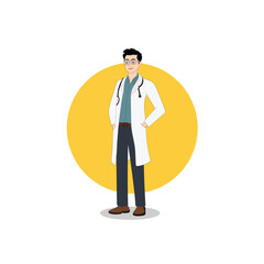 Male doctor. Self confidence. Flat vector style characters, Healthcare illustrations.