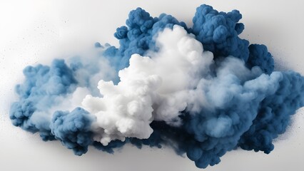 Dreamy blue and white cloud shapes on clear background