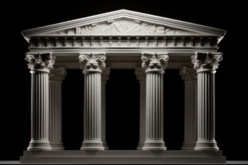 Obraz premium Classical temple portico with Corinthian columns in high-contrast lighting, perfect for historical and architectural themes