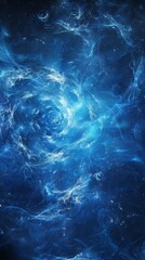 Abstract blue nebula with swirling patterns. Digital background for wallpaper and space concept