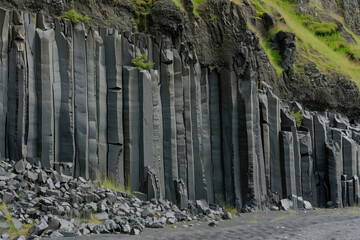 Majestic basalt rock formations in Iceland