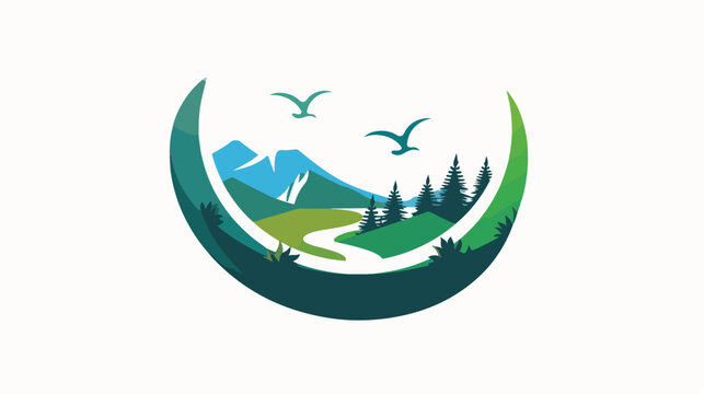 Letter U Mount Logo Vector Sign. Mountain Nature Land