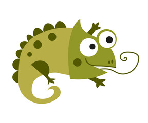Cute cartoon style character. Chameleon Isolated animal on white background. Vector illustration.