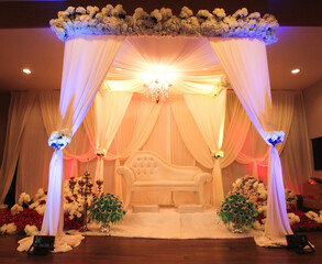 Decorations for wedding ceremony. Wedding rreception set up. The Wedding Decorations. Selective...