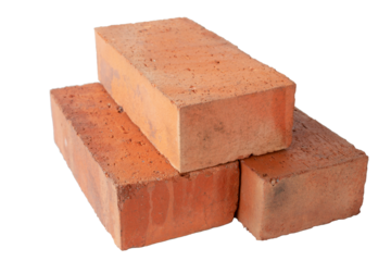 solid fireproof clay brick used for the construction of fireplaces and stoves, on an isolated white background