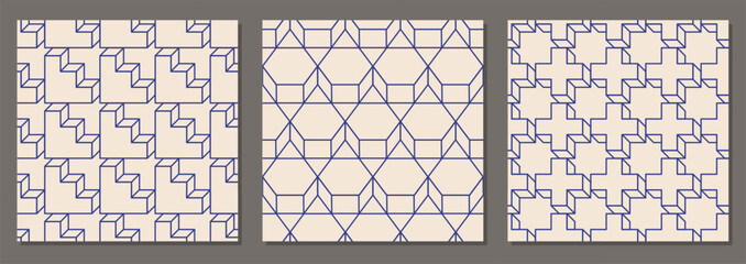 Minimalist line art seamless pattern abstract creative geometric composition - 775672718