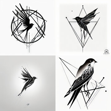 Bird minimalism tattoo design 