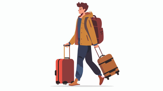 Man with baggage illustration vector on white background