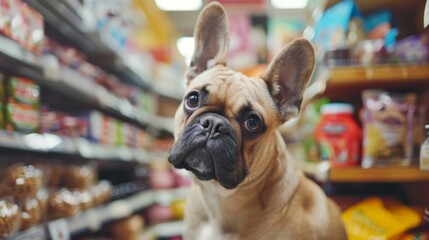Dog Looking at Camera in Store