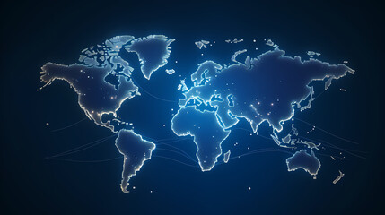 World map on abstract dark blue background