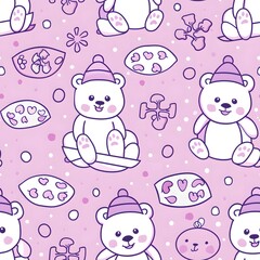 Fototapeta premium Cute cartoon bear pattern