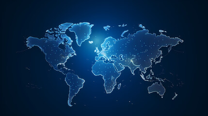 Fototapeta premium World map on abstract dark blue background