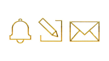 Email gold icon symbol set