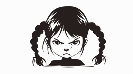 Monochrome silhouette of kawaii head little girl 