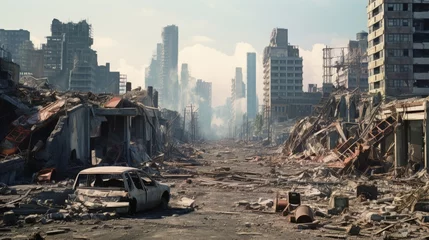 Zelfklevend Fotobehang Verenigde Staten The ruins of cities destroyed after the war