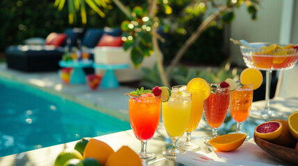 A colorful drink at the pool that adds a festive vibe to waterside activities.
