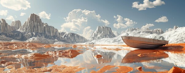 A surreal landscape of an inflatable world experiencing a severe drought. - obrazy, fototapety, plakaty