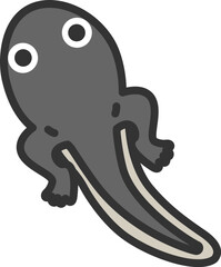 足の生えた、おたまじゃくしのアイコン（線画カラー）のイラスト