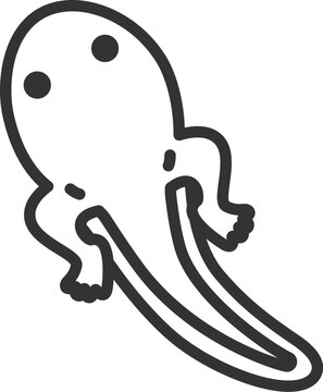 recommend clip art: 足の生えた、おたまじゃくしのアイコン（線画）のイラスト
