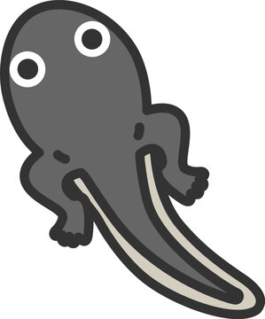 recommend clip art: 足の生えた、おたまじゃくしのアイコン（線画カラー）のイラスト