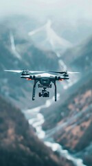 Fototapeta na wymiar A drone quadcopter in action, its digital camera poised to capture breathtaking aerial footage, epitomizing the fusion of technology and creativity in modern photography