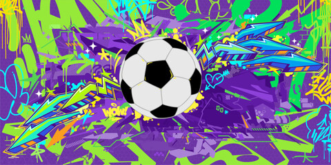 Abstract Hip Hop Urban Street Art Graffiti Style Soccer Or Football Illustration Background