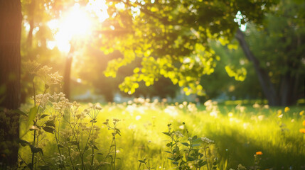 Sunlight Filtering Through a Lush Meadow