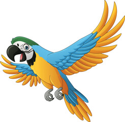 Fototapeta premium Cartoon blue macaw isolated on white background