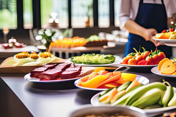 preparing food in a restaurant