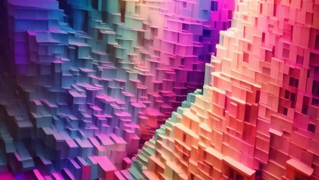 Abstract colorful background. 3d rendering, 3d illustration. Computer digital drawing, A cascading waterfall of pixelated colors, simulating a digital glitch, AI Generated