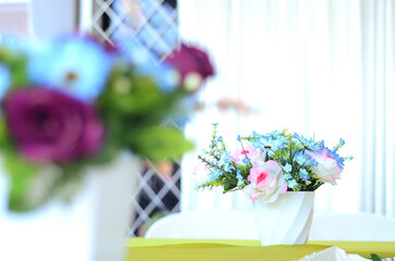 Table set for wedding. Wedding catering decor. Selective focus.