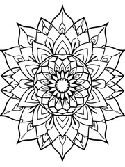 flower mandala design for coloring book page on white Background