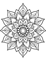 flower mandala design for coloring book page