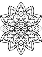 floral mandala design for coloring book