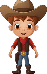 Cute young cowboy on white background - 775683337